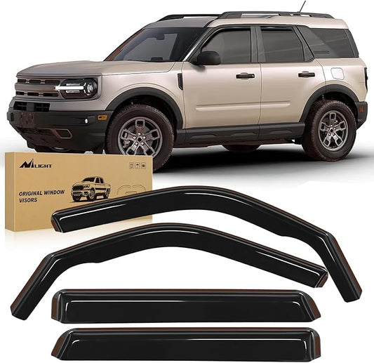Nilight in Channel Rain Guards for Ford Bronco Sport 2021 2022 2023 2024 Original Window Deflectors,Vent Window Visors-4PCS