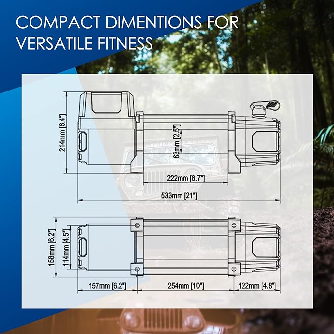POLESTAR Winch 13,000lb Electric Winch Synthetic Rope 3/8" Diameter, 12V 6.0HP Truck Winch with Wireless Handheld Remote and Corded Control Recovery, IP68 Waterproof for Jeep, SUV, Truck & Trailer