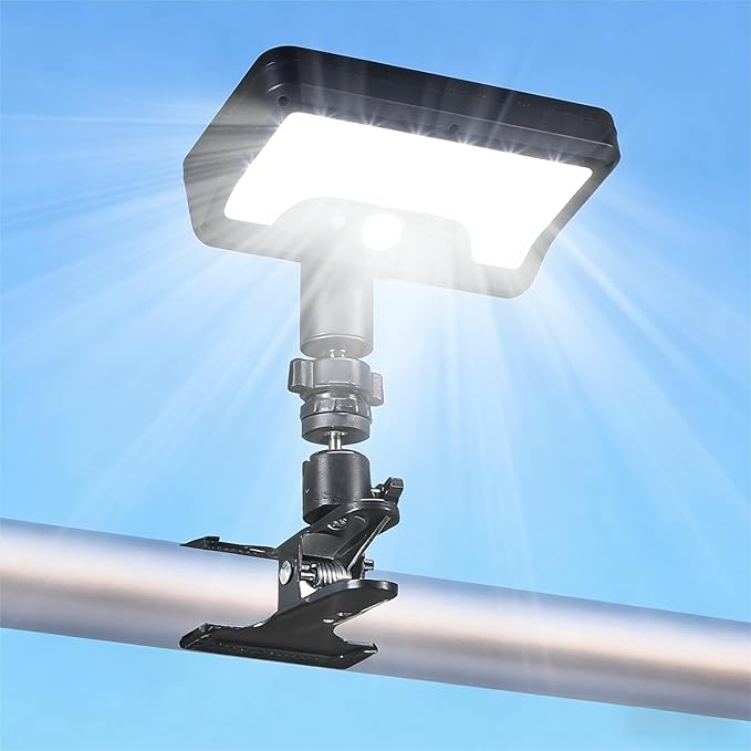 Clip on Solar RV Lights Exterior, 600LM RV Outdoor Lights with Motion Sensor, USB & Solar Dual Charging, 3000/5000/6000K Remote Control RV Porch Light for Camper, Motorhome, Trailer, Camping (1 Pack)