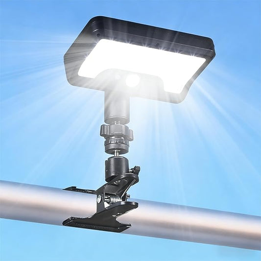 Clip on Solar RV Lights Exterior, 600LM RV Outdoor Lights with Motion Sensor, USB & Solar Dual Charging, 3000/5000/6000K Remote Control RV Porch Light for Camper, Motorhome, Trailer, Camping (1 Pack)