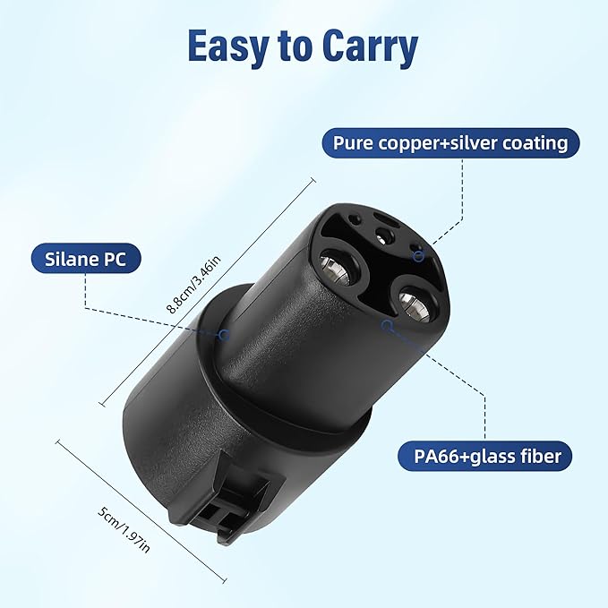 J1772 to Tesla Charging Adapter, 80Amp, 240V AC, Safety Certified, EV Charging Adapter Compatible with Nacs Tesla Model S/3/X/Y, Note: Only for Tesla Vehicles