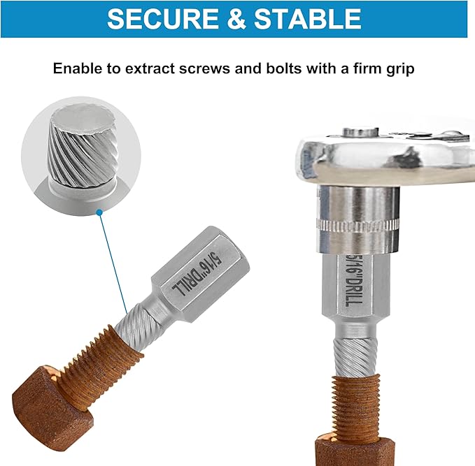 25-Piece Screw Puller Kit, Multi-Spline Hex Head, 3/8 Inch Drive Easy Removal Bolt Puller Kit for Removing Stripped, Rounded, Damaged, Broken, Screws and Bolts Removal Kit