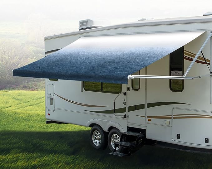 RecPro RV Awning Fabric Replacement | Width Options from 8 Feet to 22 Feet | Variety of Color Options | 8' (96") Length RV Awning | Premium Vinyl (22' - Actual Width 21' 1", Slate Blue Fade)