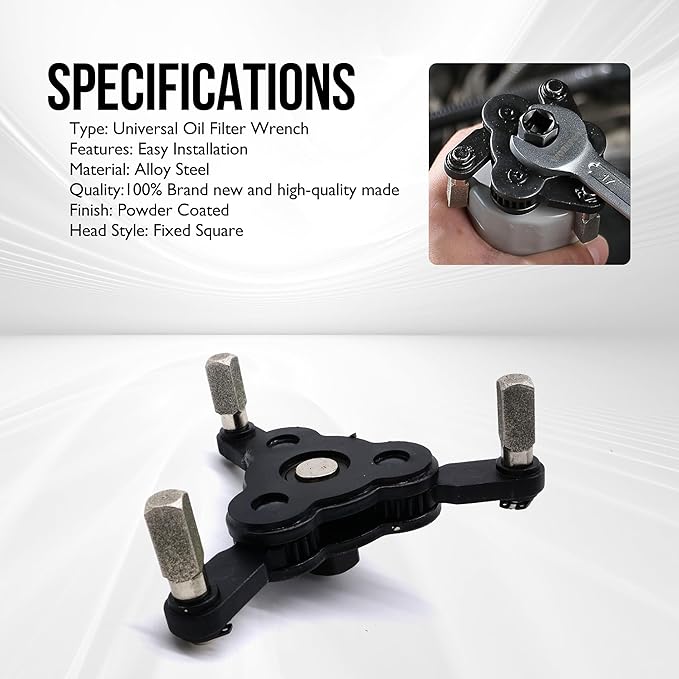 Adjustable Oil Filter Wrench 2-3/8 to 3-3/4 inch 60-95mm Universal Oil Filter Removal Tool 3/8 inch Drive Cap Style Oil Filter Tool