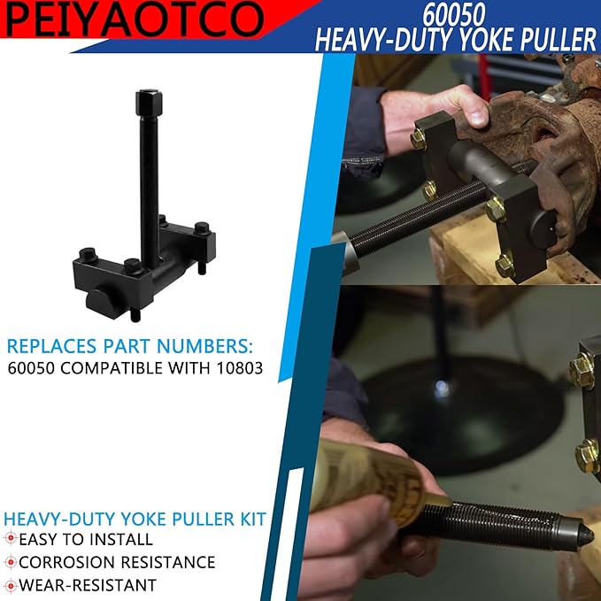 60050 Heavy-Duty Yoke Puller for Class 6-8 Trucks and Equipment,Replace 10803 Yoke Puller, Heavy Duty Yoke Removal Tool Kit Semi Truck Yoke Remover with 12 Pcs Flange Bolt