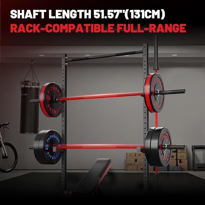 PAPABABE Olympic Barbell, 2-inch 45lb/35lb Weight Bar for Strength Training. 6.5ft/7ft Olympic Bar, 1000lb Plus Capacity, Chrome/Zinc Plating, knurled Grip for Bench Press Deadlift Squat