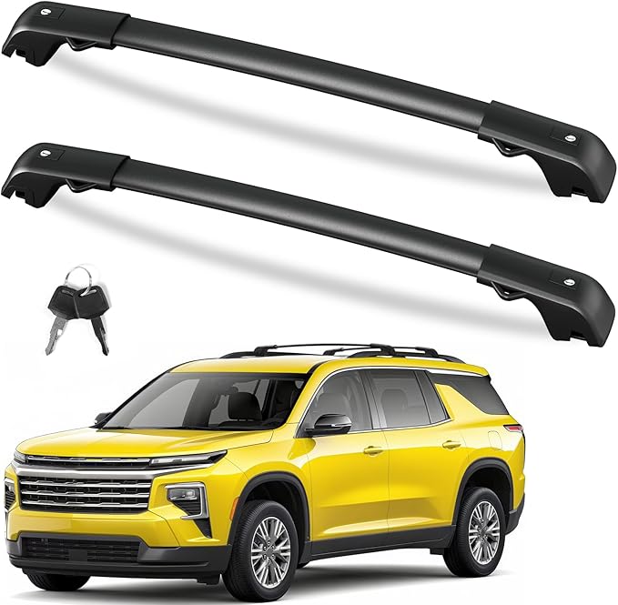 FengYu 300lb Lockable Roof Rack Cross Bars Compatible with Chevy Chevrolet Traverse 2022 2023 2024 2025 2026, Heavy Duty Aluminum Roof Rails Crossbars Cargo Bars Canoe Rooftop Black Carrier Luggage.