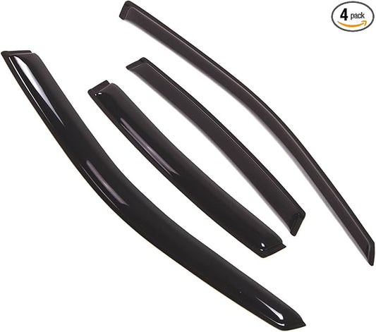 TuningPros Outside Mount Window Vent Visors Rain Guards Compatible with Pontiac Bonneville 2000-2006 | Side Window Wind Deflectors Rain Shields | Smoke Tinted, 4 Pcs Set, DGWV-368