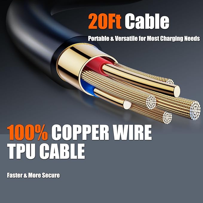 Level 2 EV Charger, 32Amp 220V 20FT Portable Electric Car Charger with LCD Display Screen, NEMA 14-50 Plug, Adjustable Current, Compatible with All J1772 EV (Tesla Require Adapter)