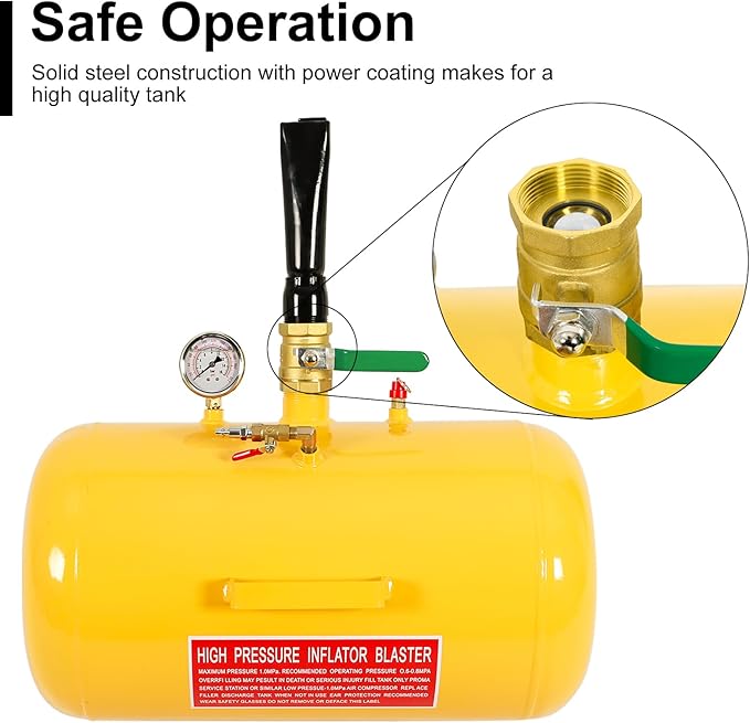 10 Gallon Air Tire Bead Seater - 145PSI Blaster Tool Seating Inflator w/Gauge Car Truck ATV Tank Heavy Duty