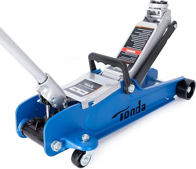 TONDA Low Profile Car Jack, 2.5 Ton (5,000 lb) Hydraulic Trolley Floor Jack for Garage, Home, Shop, Lifting Range 3.35" to 14.57", Blue