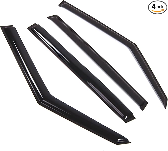 TuningPros Outside Mount Window Vent Visors Rain Guards Compatible with Kia Soul 2009-2013 | Side Window Wind Deflectors Rain Shields | Smoke Tinted, 4 Pcs Set, DGWV-287