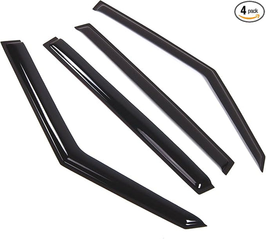 TuningPros Outside Mount Window Vent Visors Rain Guards Compatible with Kia Soul 2009-2013 | Side Window Wind Deflectors Rain Shields | Smoke Tinted, 4 Pcs Set, DGWV-287
