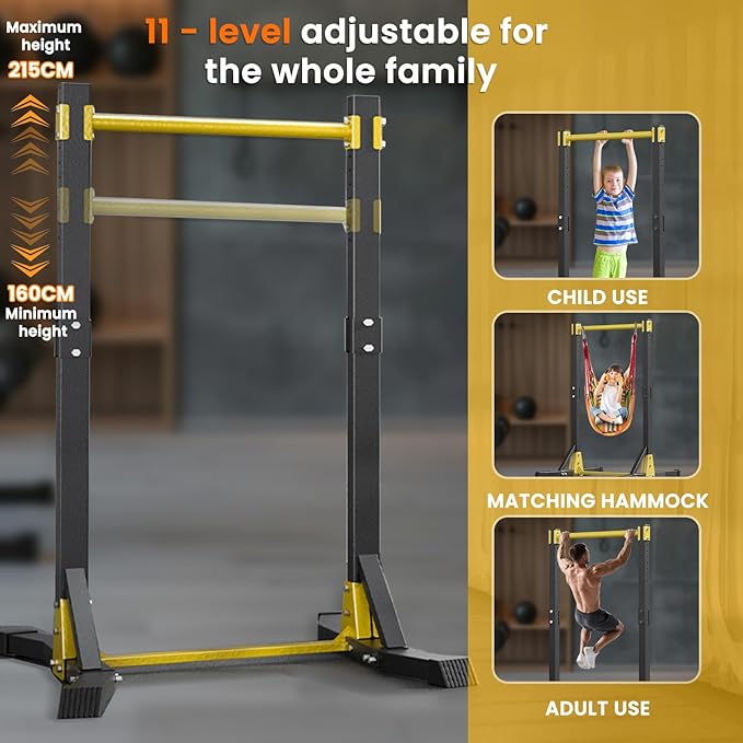 Power Tower Pull Up Bar Station, Height Adjustable Portable Pull Up Station, Free Standing Pull Up Rack Dip Station for Home Gym, Pull Up Tower Station 400LBS with 11 Gears Adjustment