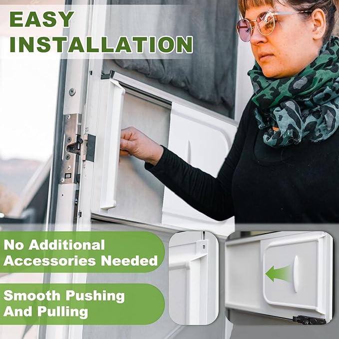 12" RV Screen Door Slider Panel with Latch, Premium Screen Door Protector for RV, Trailer, Camper, Motor Home, Cargo Trailer