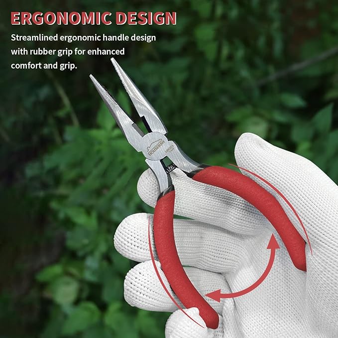 Needle Nose Pliers, 5 Inch, Needles Noses Pliers Set, 10 Pack, Small Needle Nose Plier, Long Nose Plier with Side Cutter, Spring Loaded Jewelry Needle Nose Pliers for Cutting and Bending Wire