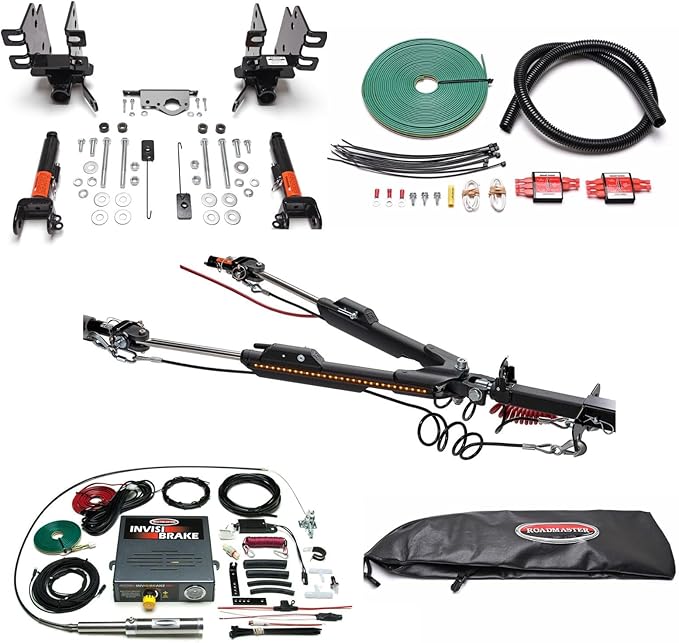 Roadmaster Nighthawk Tow Bar and Baseplate Combo with Wiring Kit for LED Bulbs & InvisiBrake Braking System fits 2018-2025 Jeep Wrangler JL with LED Taillights | Includes Decal