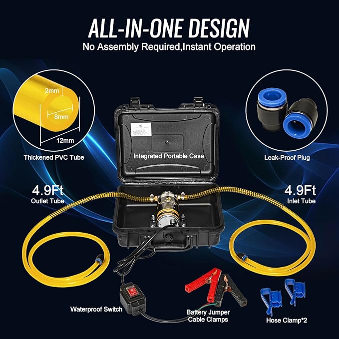 MILADO 12V 100W Oil Change Extractor Pump, Electric Engine Oil Pump, Portable Fluid Transfer Pump for Engine/Transmission/Gear Oil, Suitable for Boat, Car, Truck, Motorcycle, Lawnmower