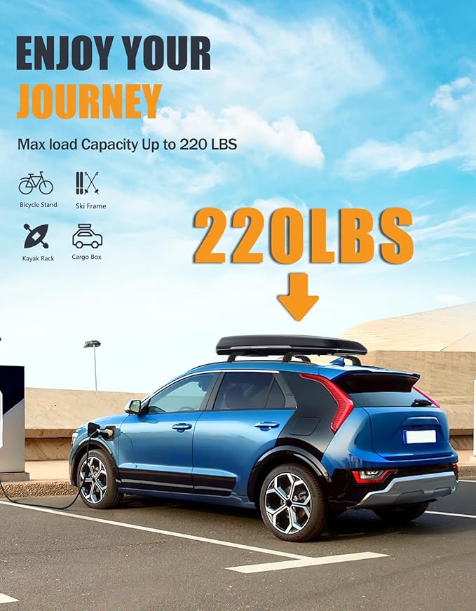 KINGGERI Roof Rack Cross Bars Compatible with Kia NIRO 2023 2024 2025 with Flush Side Rails, 220lbs Lockable Heavy Duty Aluminum Roof Rails Crossbars Rooftop Cargo Carrier Luggage Black