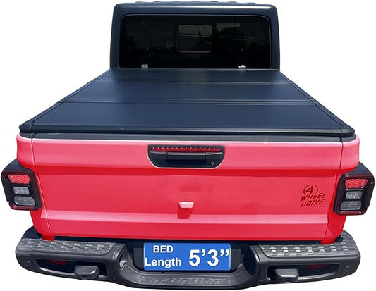 5'3" Hard Tri-Fold Truck Bed Cover Compatible for 2005-2012 Dodge Dakota Short Bed FRP Tonneau Cover | Fleetside