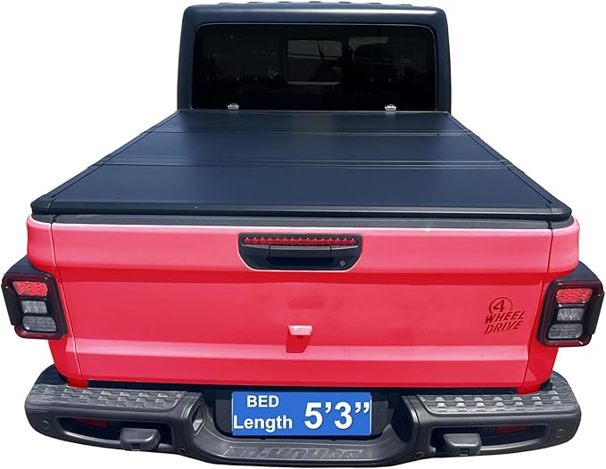 Hard Tri-Fold 5'3" Truck Bed Cover Compatible for 2000 2001 2002 2003 2004 Dodge Dakota Short Bed FRP Tonneau Cover