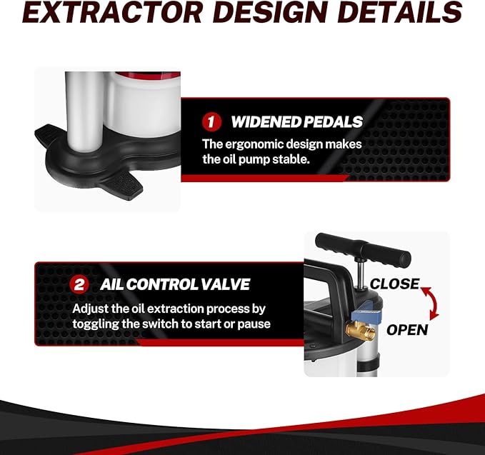 BILITOOLS 9L Pneumatic/Manual Oil Extractor Pump, Vacuum Oil Fluid Pump Extractor 2 in 1 Automotive Oil Change Tool Large Capacity 2.4 Gallon Engine Fluid Extractor for Boat Marine Jetski ect.