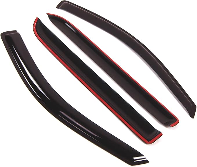 TuningPros Outside Mount Window Vent Visors Rain Guards Compatible with Lincoln Mark LT 2006-2008 | Side Window Wind Deflectors Rain Shields | Smoke Tinted, 4 Pcs Set, DGWV-166-2