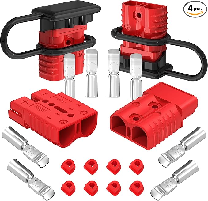 Battery Quick Disconnect Connector 175A, 12V Battery Quick Connect Cable Connector 1/0 AWG for Car Winch Forklift - 4 Pack