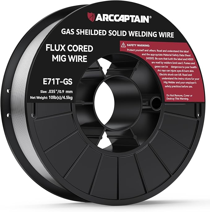 ARCCAPTAIN Flux Core Welding Wire .035, E71T-GS 035" Flux Core Welding Wire Gasless Low Splatter 10Lbs Mig Welding Wire Mild Carbon Steel Compatible With Lincoln Miller Forney Harbor Welder 4.5KG