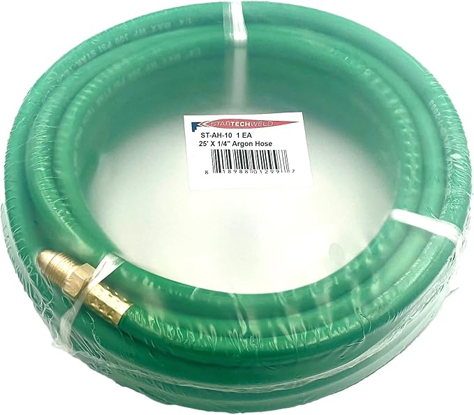 Argon Gas Hose for MIG/TIG Welding Flowmeter 1/4", 5/8"X18 Male, NPT Fittings, Inert Hose (10 Feet) AH-10
