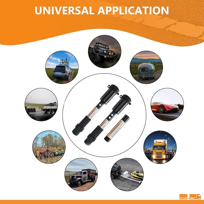 Trailer Hitch Pin Lock Set 1/2 Inch and 5/8 Inch with 2 Locking System, 4" Long Span with Extra 3/4" Dia Adaptor Locking Hitch Pin and Anti-Rattle O-Rings for Class I-V Hitches