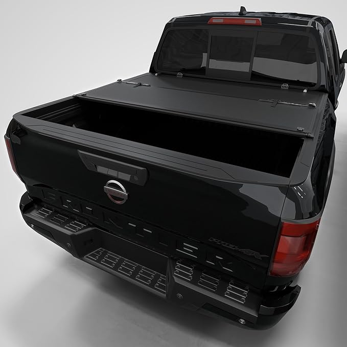 Low Profile Tri-fold Truck Bed Tonneau Cover Compatible with 2005–2022 Nissan Frontier | 5' (60") Bed | CFLPX033