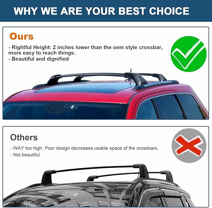 Roof Rack Cross Bars Compatible with Jeep Grand Cherokee L 2021-2026 and 2022-2026 Grand Cherokee WL, Heavy Duty 260lb Aluminum Crossbar Racks Roof Rail Rooftop Luggage Canoe