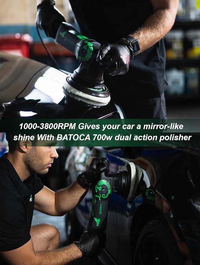 BATOCA Dual Action Polisher 6-inch DA Polisher for Car Detailing, Car Buffer Polisher 700w Random Orbital, 6 Variable Speed Polishing Kit with 3 Polishing Pads