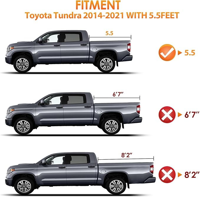 Nilight Soft Tri-fold Truck Bed Tonneau Cover Compatible with Toyota Tundra 2014 2015 2016 2017 2018 2019 2020 2021-5.5ft
