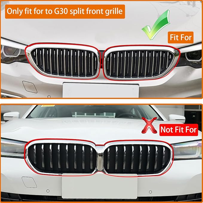 Fit For BMW 5 Series G30 G31 2017-2023 Sport Double Slats Air Front Grille Kidney Grille Replacement Cover Set 520i 530e 530i 540i 540d 550i (2017-2020 Carbon fiber color)