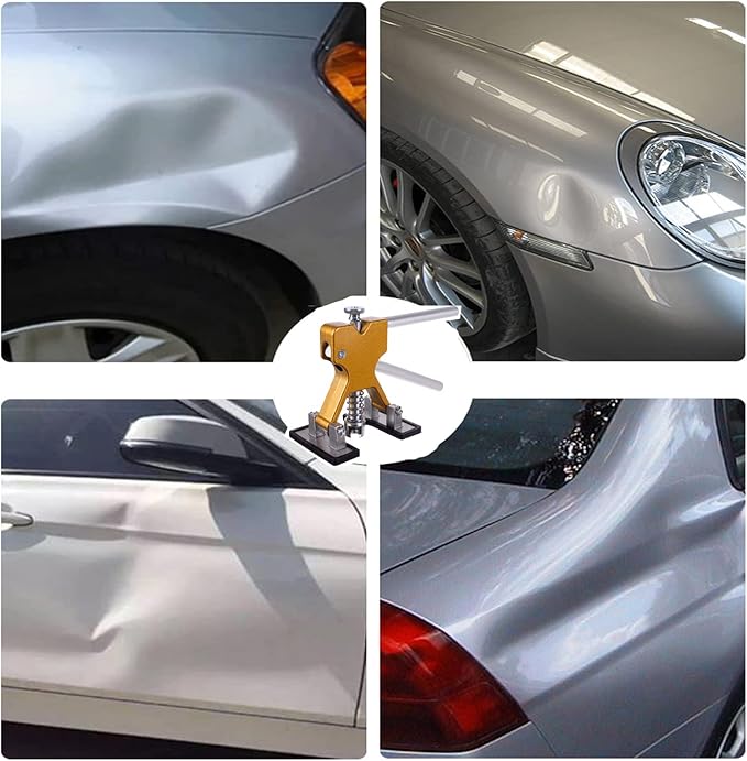 Paintless Car Dent Puller Kit, Dent Removal Kit Tool Car Dent Remover Auto Body Dent Repair Tool Kit Golden Lifter Dent Repair Puller for Car Body, Motorcycle, Refrigerator.