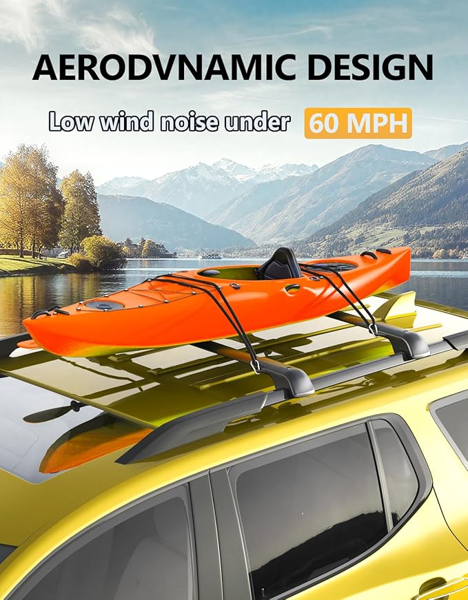 Tuyoung 300lbs Lockable Roof Rack Cross Bars Compatible with GMC Acadia 2017 2018 2019 2020 2021 2022 2023(with Raised Rails)，Heavy Duty Anti-Theft Aluminum Roof Crossbars Rooftop Luggage Carrier