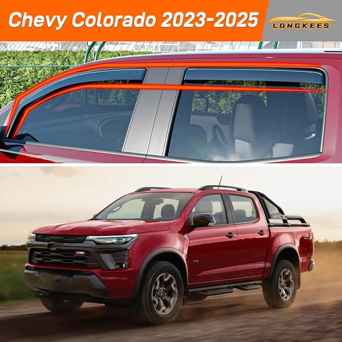 in-Channel Window Visors Rain Guards FIT (2023-2025) – 4-Piece in-Channel Dark-Smoke Polycarbonate Vent Deflectors