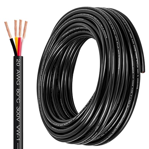 14 Gauge Wire 4 Conductor,14 AWG Electrical Wire Stranded PVC Cord Oxygen-Free Copper Cable,200FT 2 Core Pure Copper Flexible Cable for LED Lamp Lighting Strips Automotive (14AWG-4C, 200FT)