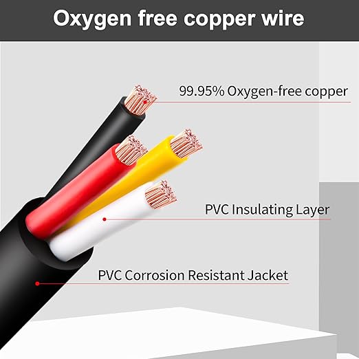 14 Gauge 4 Conductor Electrical Wire 14 AWG 4 Wire Oxygen-Free Copper PVC Stranded 100FT 14/4 Wire for LED Lighting Outdoor Low Voltage Extension Cable, Automotive etc (14AWG-4C, 100FT)
