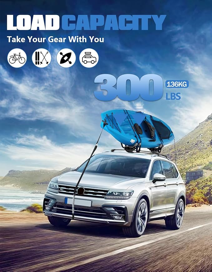 FengYu 300lb Lockable Roof Rack Cross Bars Compatible with Volkswagen VW Tiguan 2018-2026 (Not for Limited) & Taos 2022-2026, Heavy Duty Aluminum Roof Rails Crossbars Cargo Bars Canoe Rooftop Black