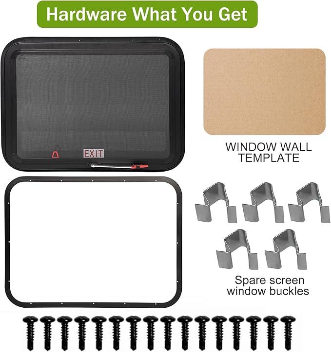 RV Window | 30" W x 22" H | RV Exit Window | Tempered Glass &Trim Set | DOT Certification Qualified