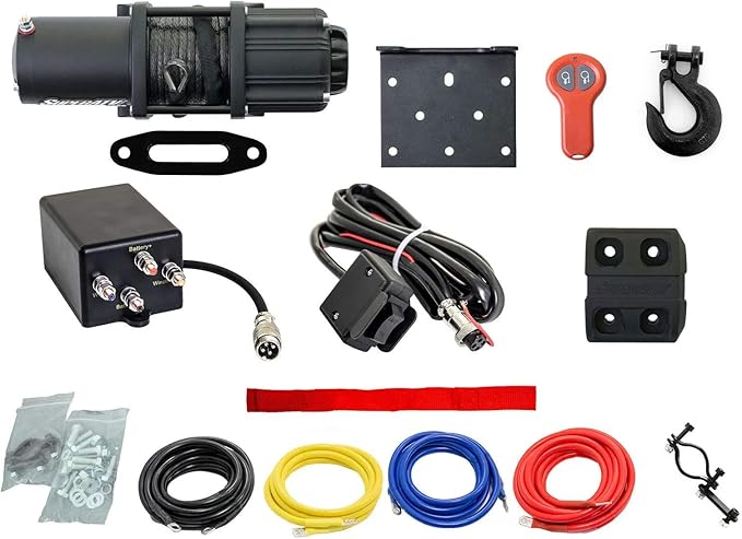 SuperATV Black Ops 3500 lb Winch with Heavy Duty Winch Mounting Plate for Can Am Defender/Defender Max | Complete Can Am Defender Winch Kit Ready for Install | 3/16" Steel Plating