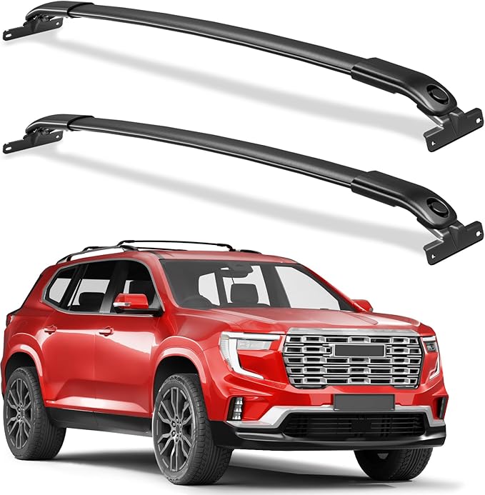 220lbs Roof Rack Cross Bars Compatible with GMC Acadia 2024 2025 2026 (with Side Roof Rails), Heavy Duty All-Metal Aluminum Roof Rails Crossbars Cargo Canoe Black