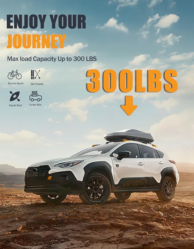 KINGGERI 300lbs Roof Rack Cross Bars Compatible with Subaru crosstrek 2024-2026 Limited/Premium/Sport (Not for Wilderness) with Raised Side Rails, Lockable Aluminum Roof Rails Crossbars Luggage