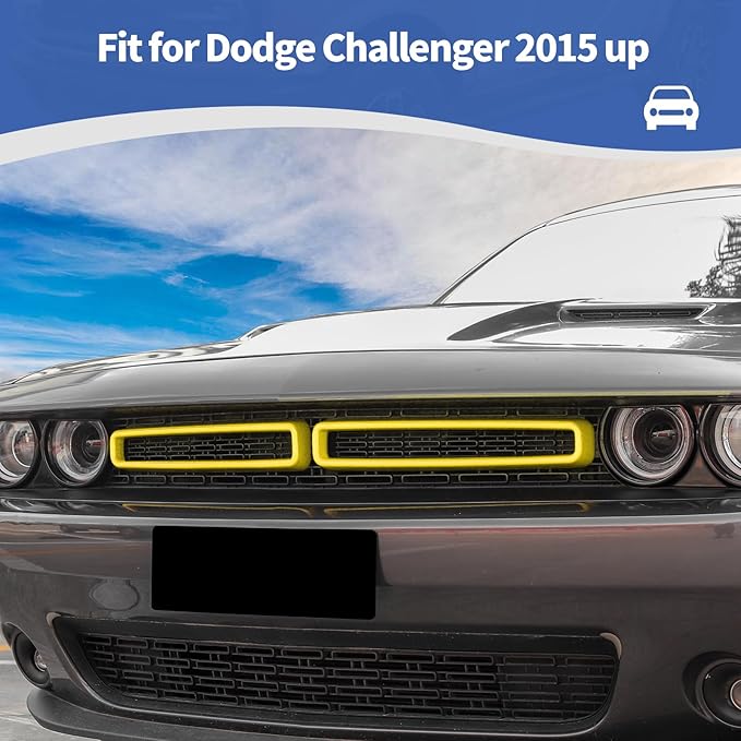 for Challenger Grille Insets Trim Cover Fit for Dodge Challenger 2015-2023 Yellow Exterior Accessories 2pcs