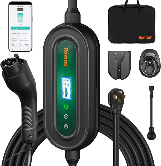 EV Charger Level 2 40 Amp – Portable J1772 9.6kW 240V Charger, ETL Listed (UL 2594/2231) & FCC, NEMA Type 4 IP66, NEMA 14-50 Connection, Adjustable 16–24–32–40A, 25FT Length, Home EV Charging Station