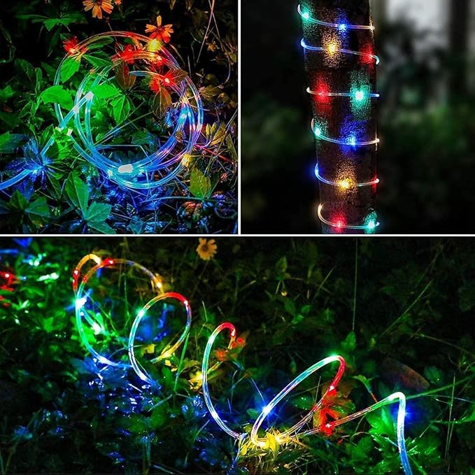 New Upgraded Solar Rope Lights Outdoor Waterproof 105ft 300 LED Solar String Lights with Remote Timing Dimmable 19 Modes Christmas Lights for Yard Outside Patio Xmas Tree Decor (300LED-Multicolor)
