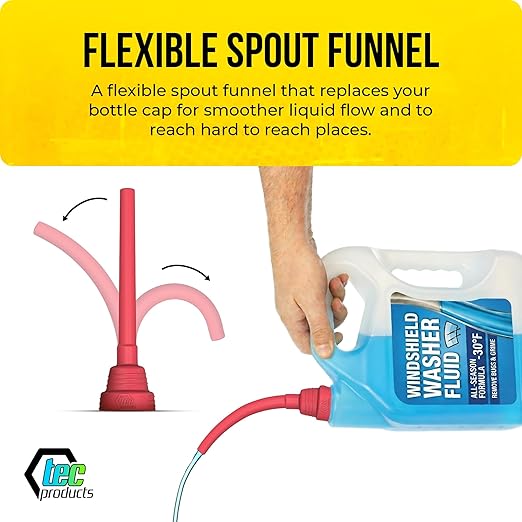 TEC Products FlexAll Quick Connect Oil Spout - Nitrile Rubber Screw-on Oil Change Funnel & Fluid Transfer - Fits Gallon, Quart, Pint Container - Ideal for Autos, Tractors & Boats (7.35 x 1.75 Inches)